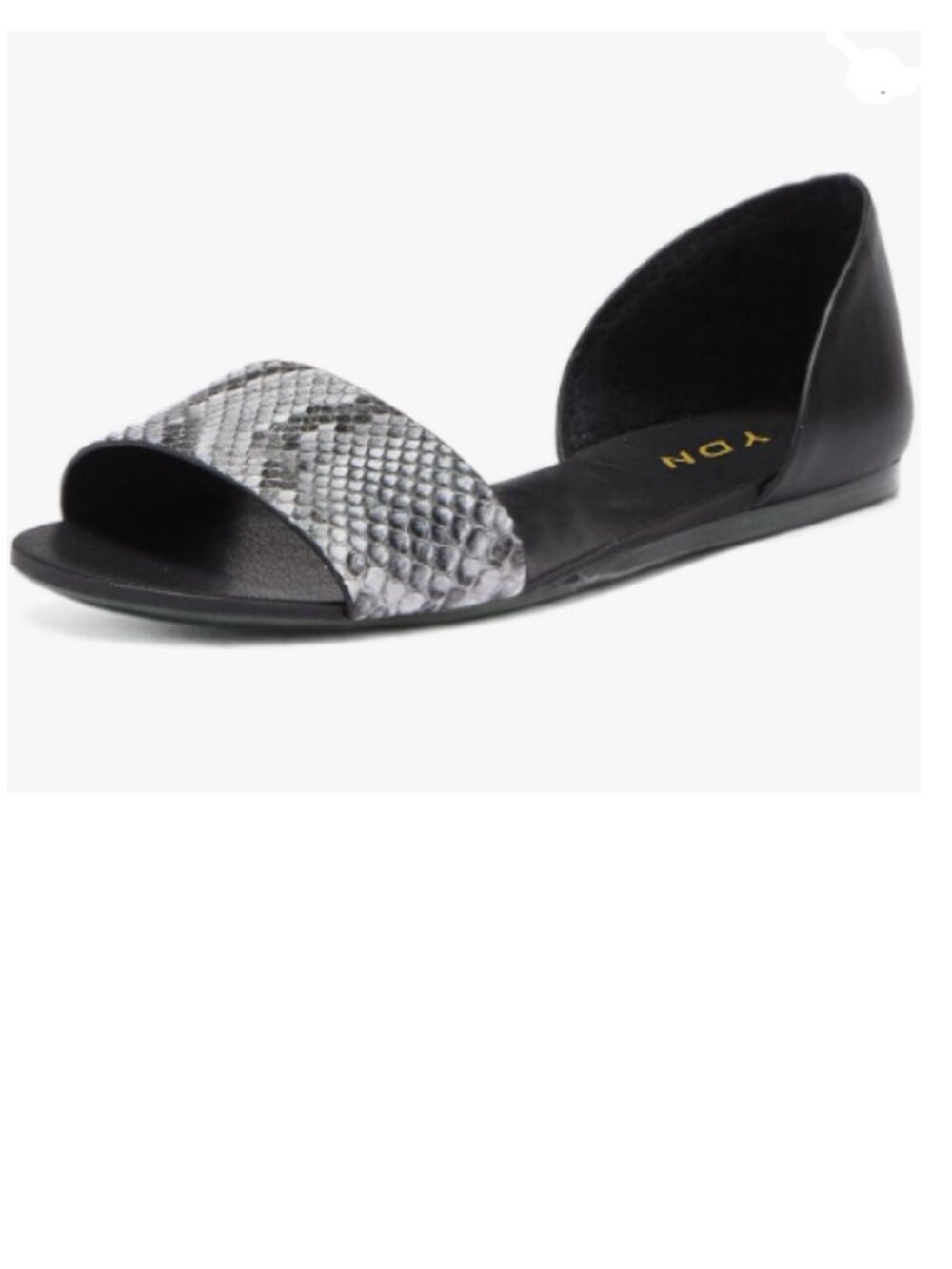 YDN Serpentine & Black Comfy Peep Toe D'Orsay Casual Flat Sandals Slip on Shoes